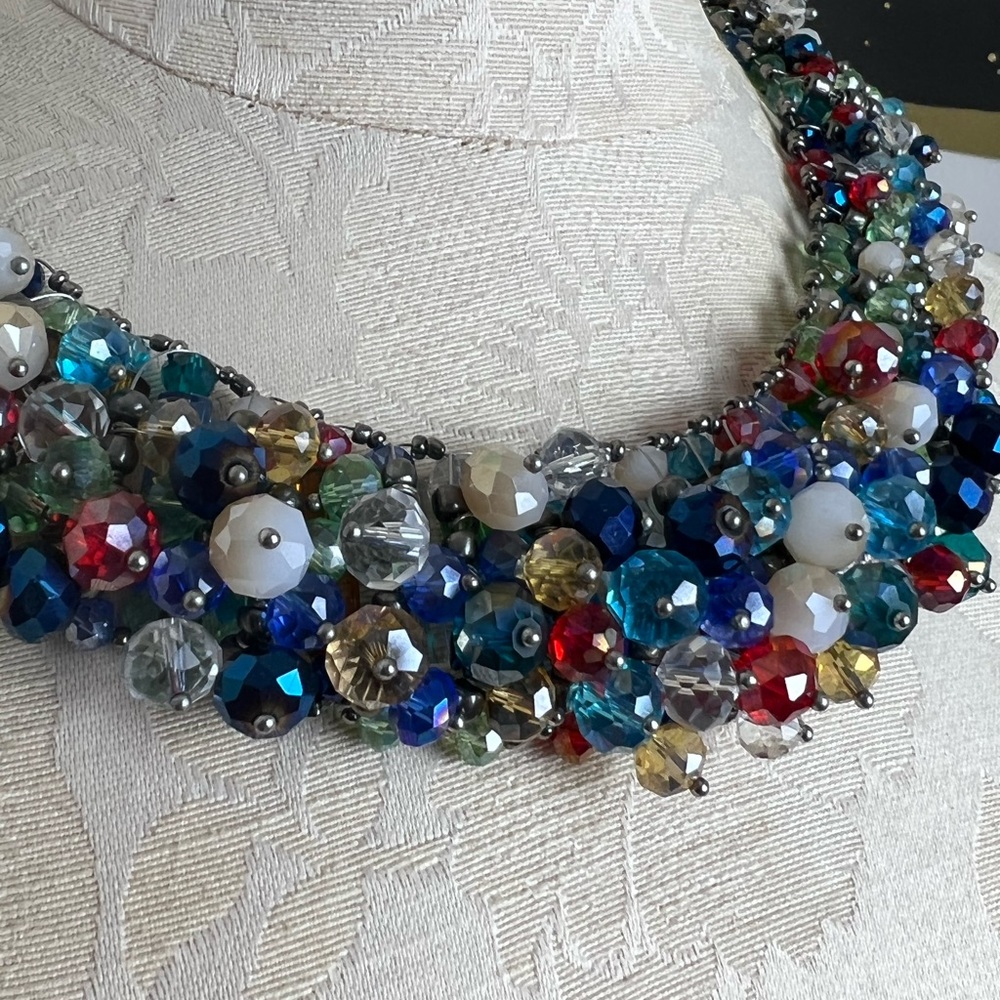 Multicolor Bib Statement Necklace - image 2